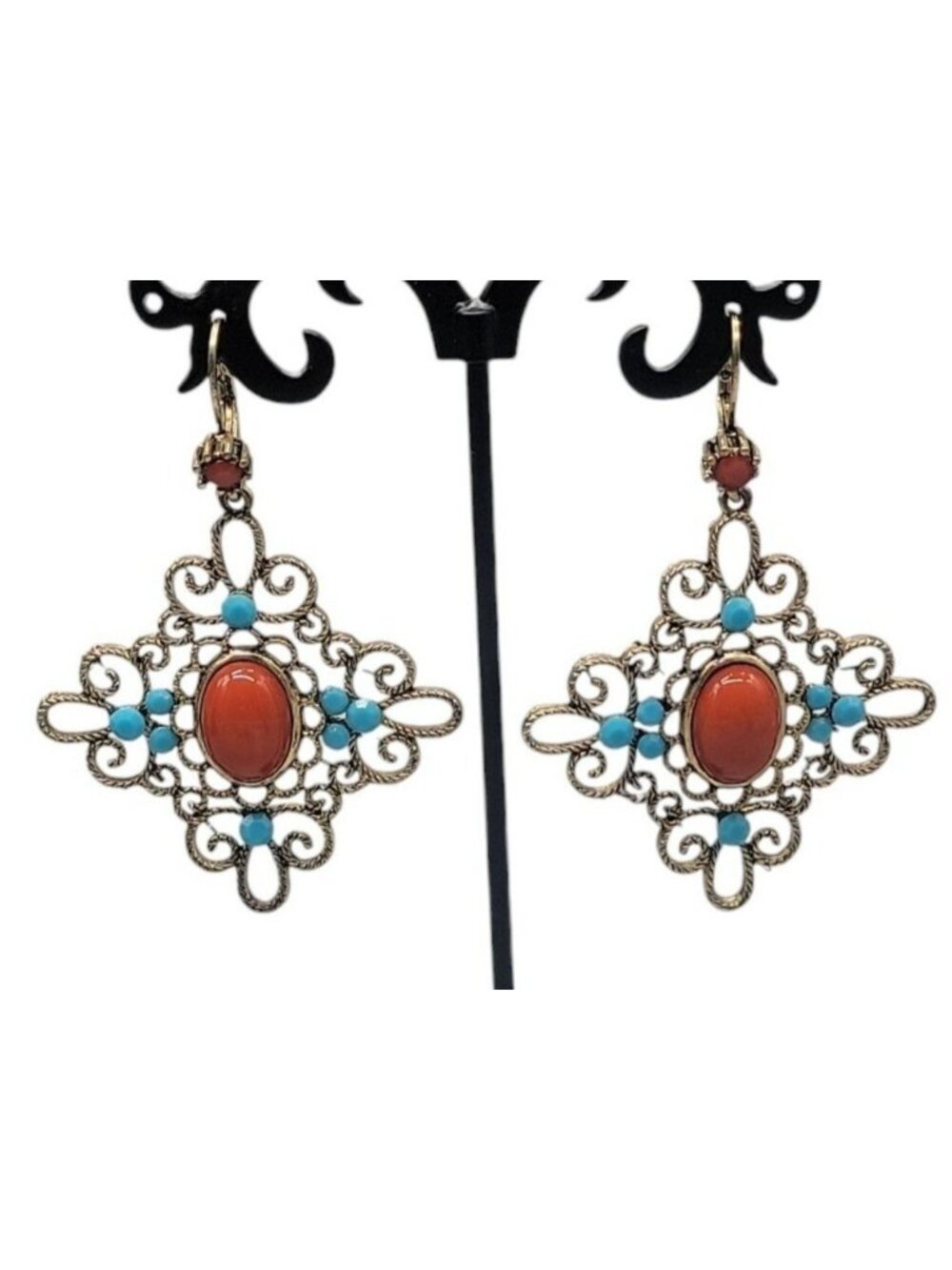 Vintage Moroccan-Style Filigree Dangle Earrings Mediterranean & Bohemian flair
